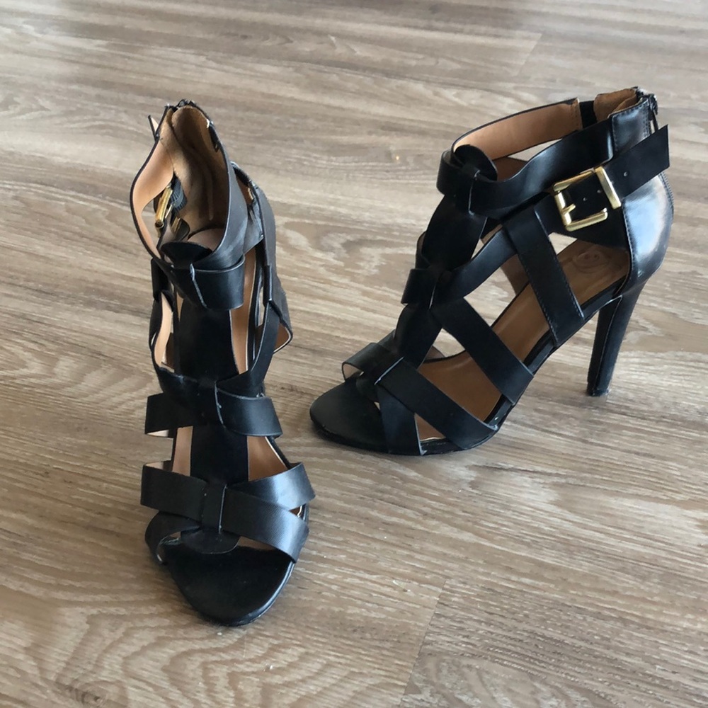 Black Peep-Toe Heels